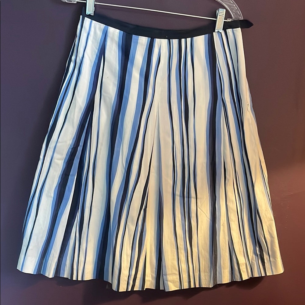 Talbots Blue and White A-Line Pleated Skirt